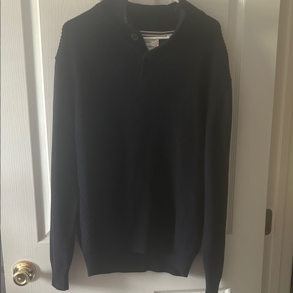 Weatherproof Men's Navy Sweater 1/4 button Up
